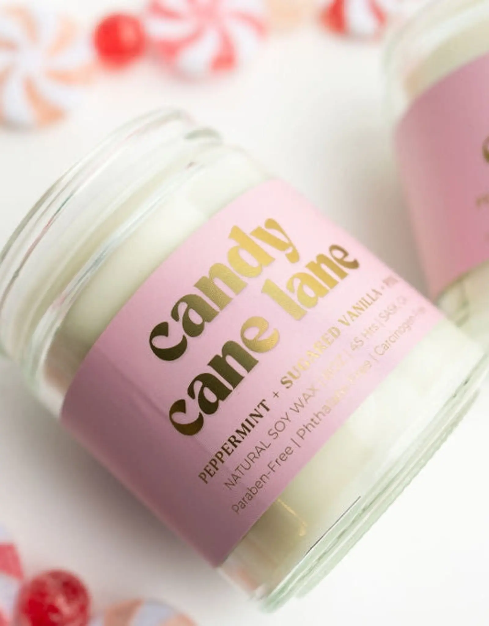 Prairie Creek Candles Wood Wick Candle, Candy Cane Lane