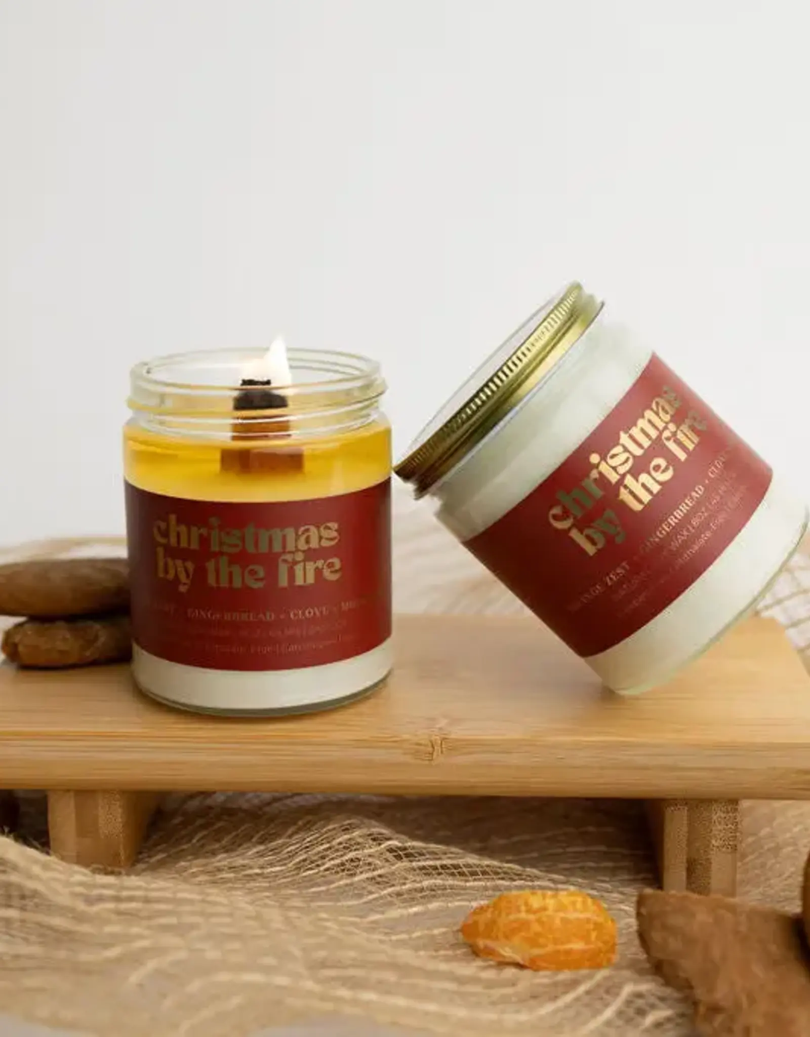 Prairie Creek Candles Wood Wick Candle, Christmas By The Fire