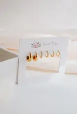 Sweet Three Designs Cascade Triple Hoop Set, Gold