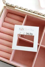 Sweet Three Designs Bow & Glow Double Earring Set, Silver