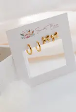 Sweet Three Designs Bow & Glow Double Earring Set, Gold
