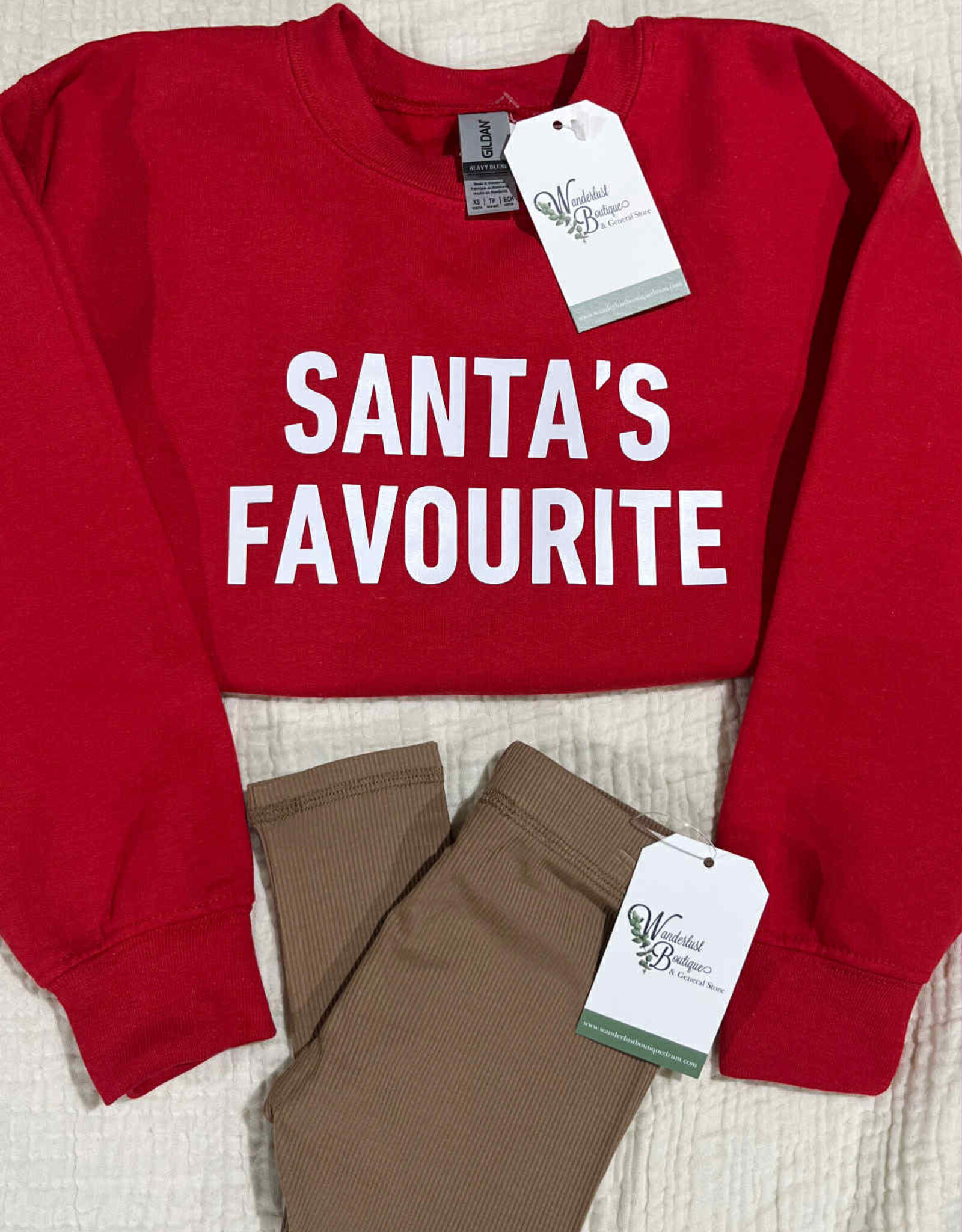 Blonde Ambition Santa's Favourite Kids Crew Neck, Red