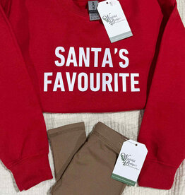 Blonde Ambition Santa's Favourite Kids Crew Neck, Red
