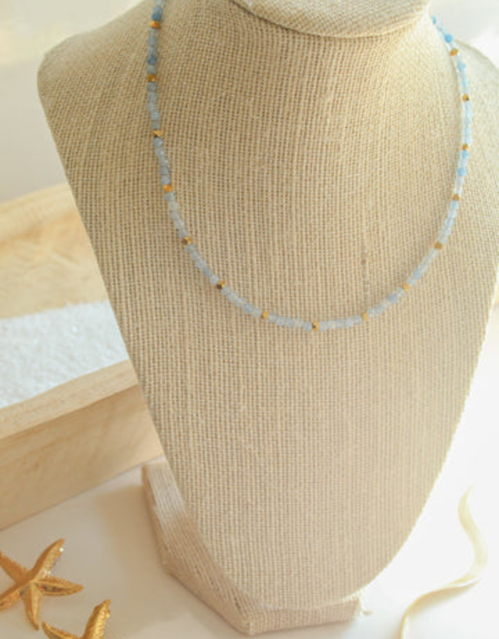 Sweet Three Designs Sky & Shoreline Beaded Necklace, Santorini