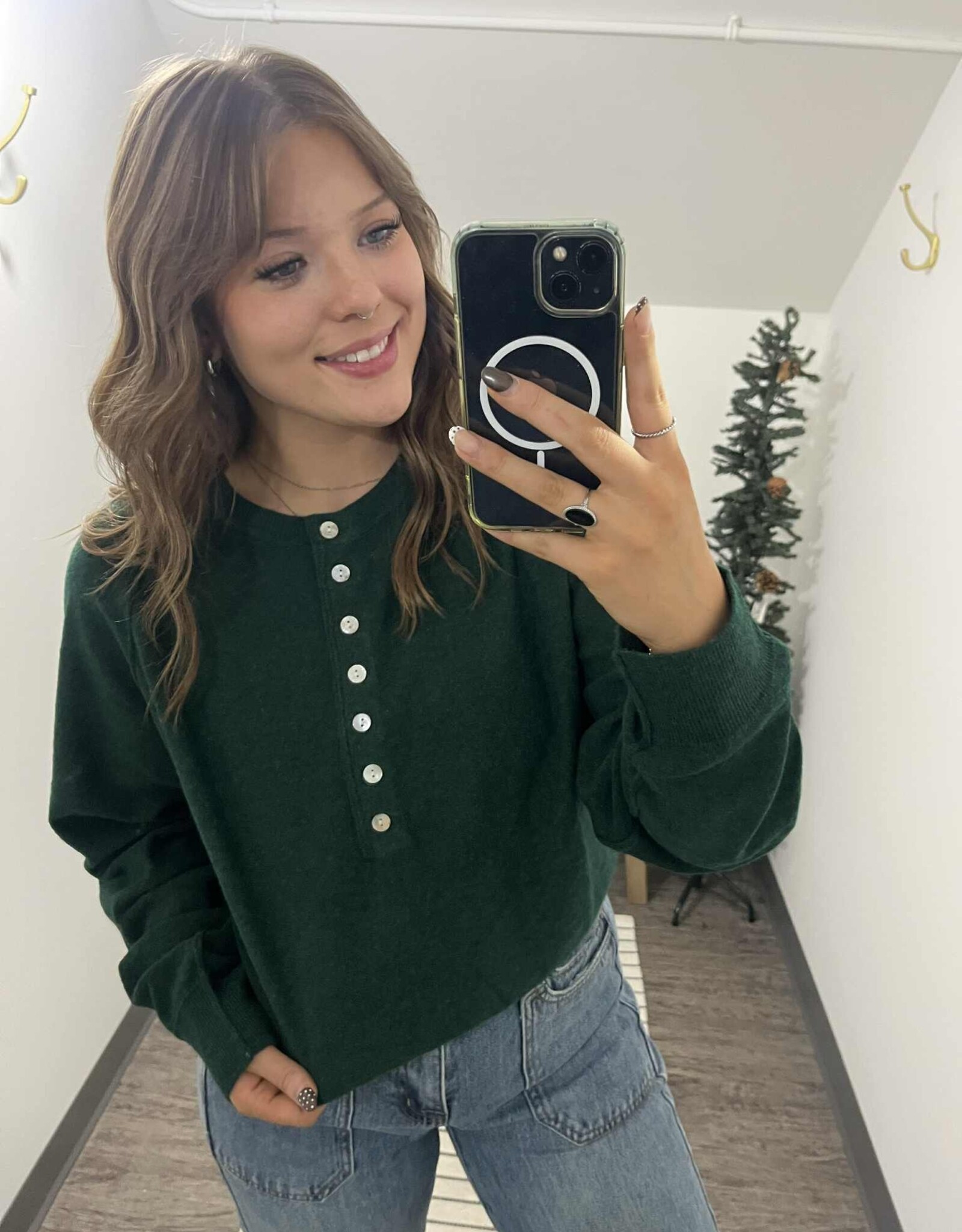 Half Button Henley Knit Sweater