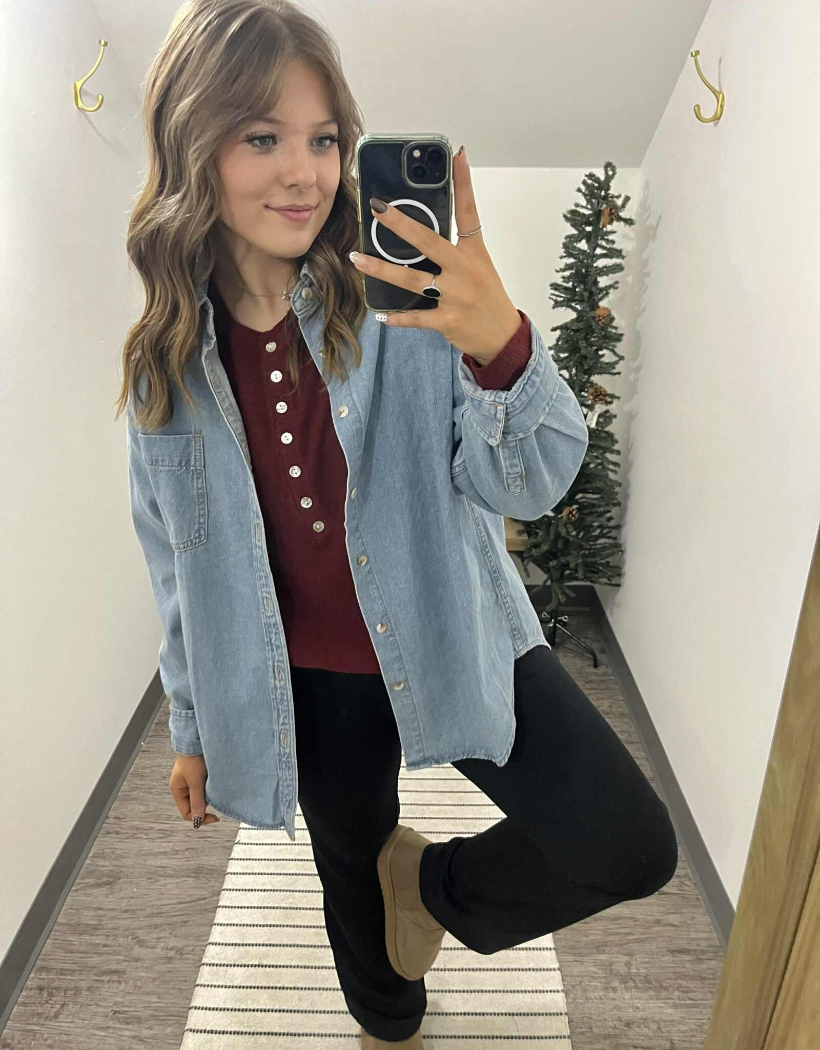 Half Button Henley Knit Sweater