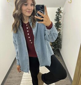 Half Button Henley Knit Sweater