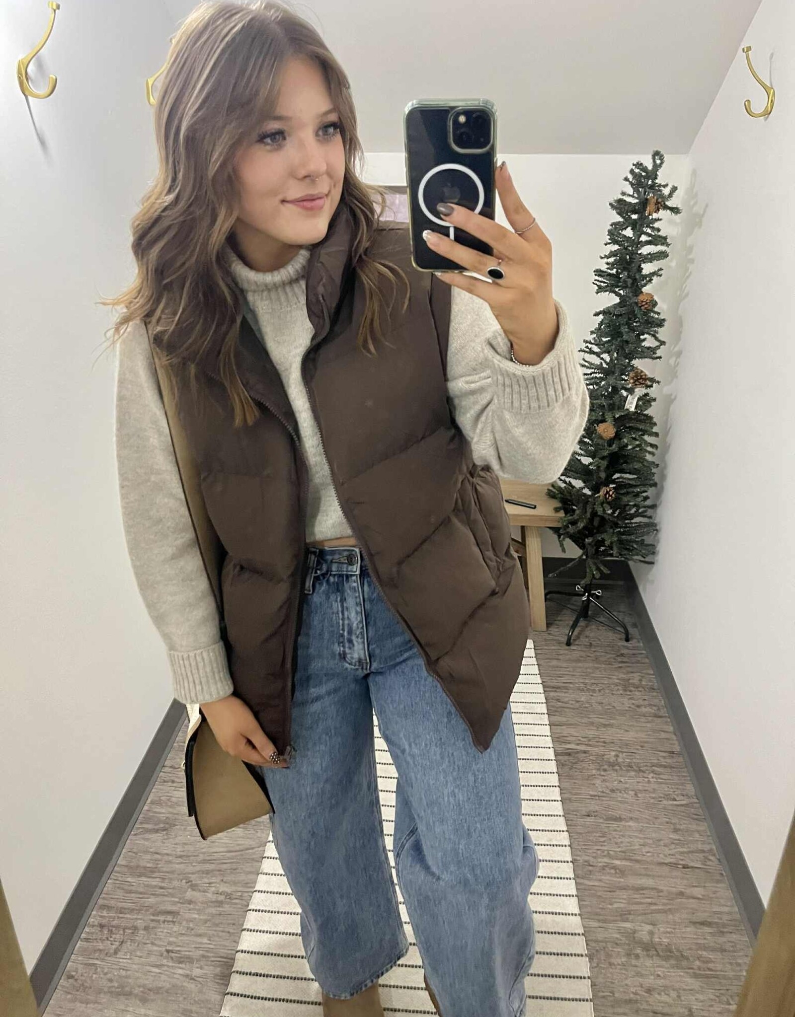 Funnel Neck Quilted Puffer Vest