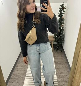 Ribbed Mock Neck Knit Sweater