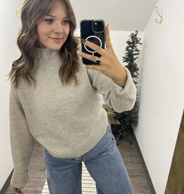 Ribbed Mock Neck Knit Sweater