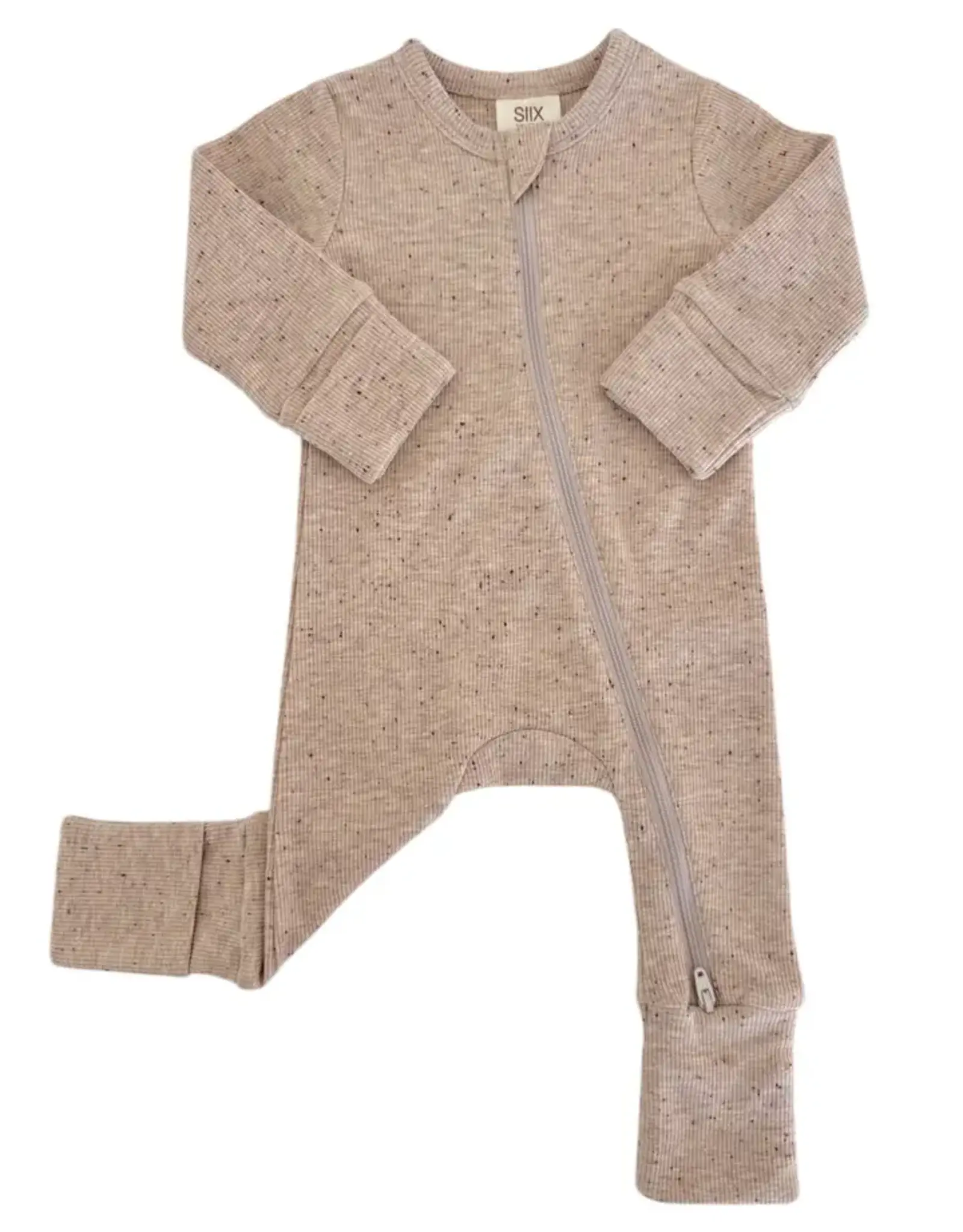 Siix Collection Tan Speckle Zip-up Romper