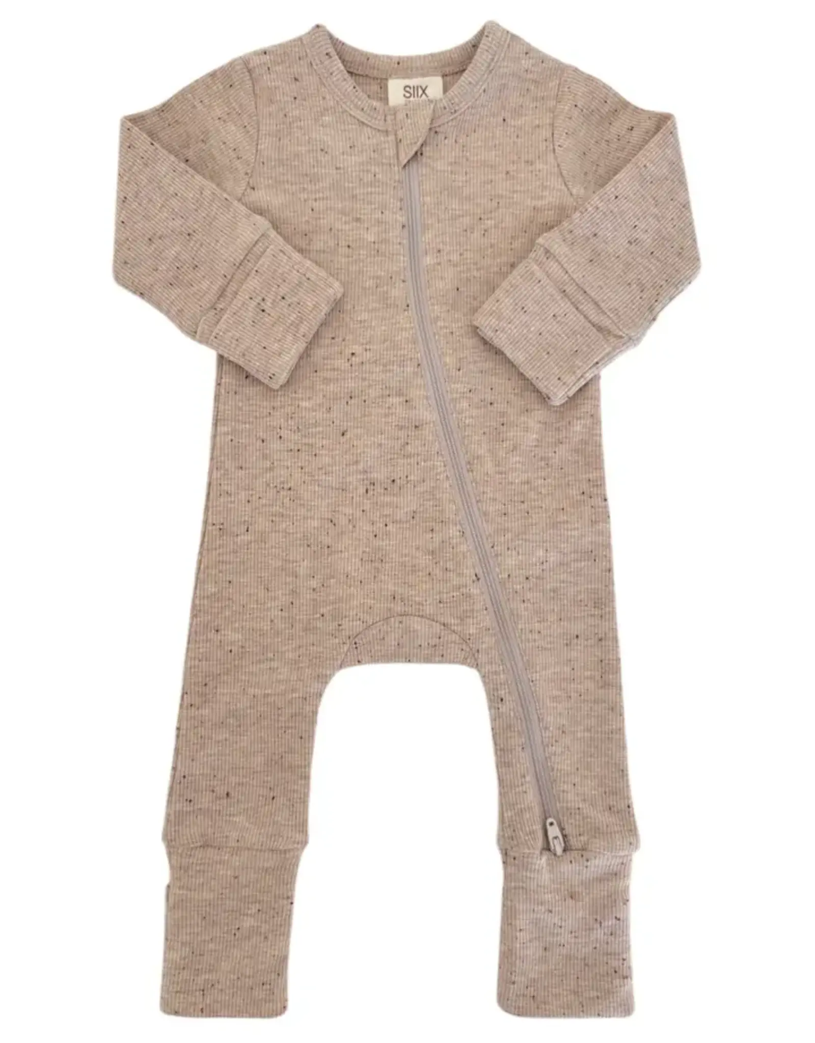 Siix Collection Tan Speckle Zip-up Romper