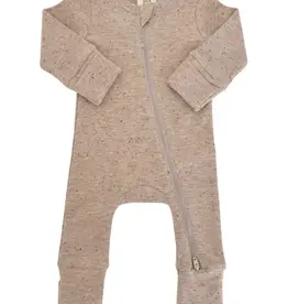Siix Collection Tan Speckle Zip-up Romper