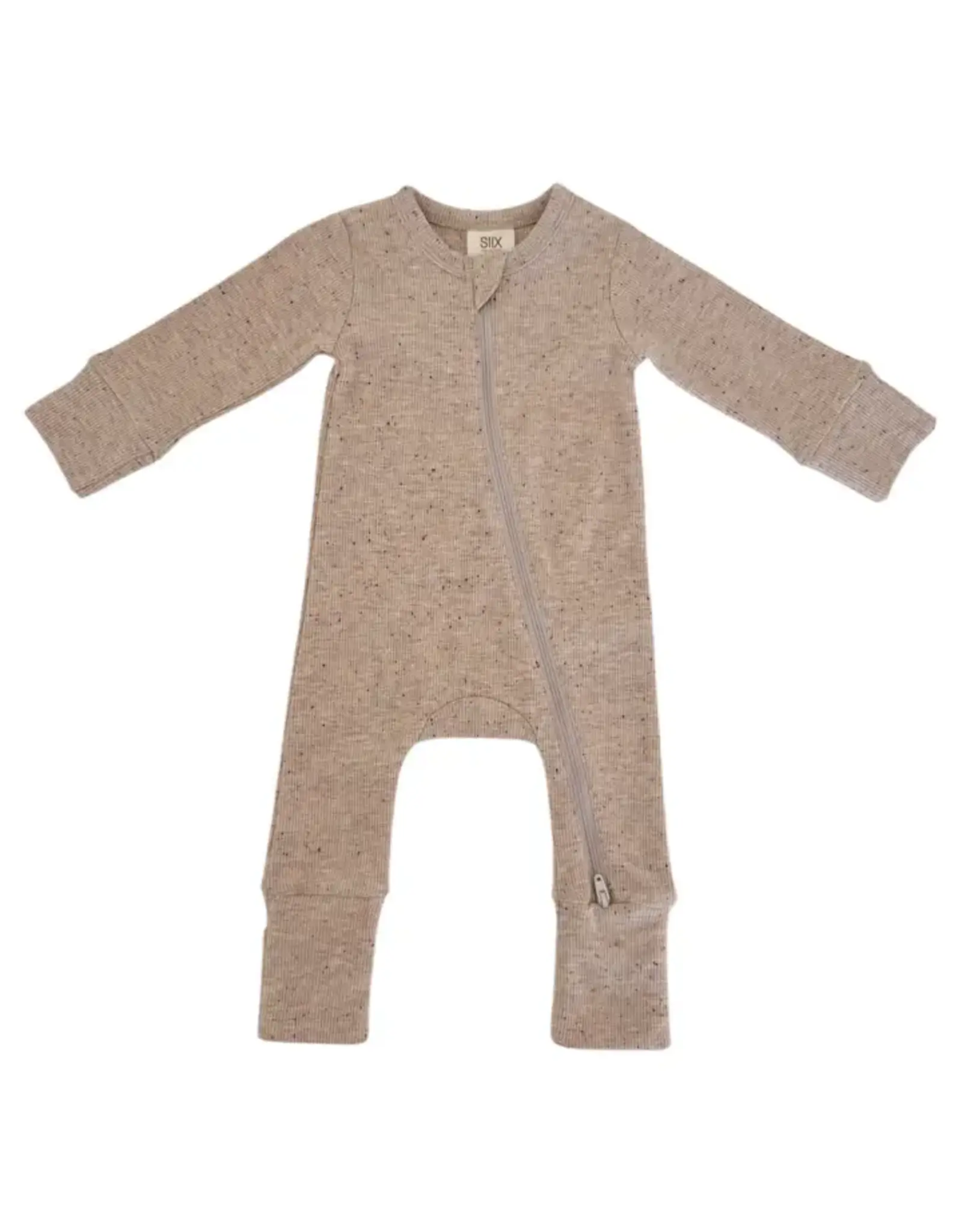 Siix Collection Tan Speckle Zip-up Romper