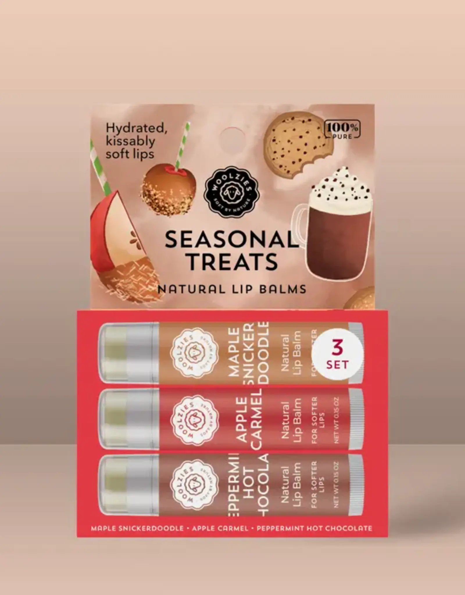 Woolzies Natural Lip Balm Trio, Seasonal Treats