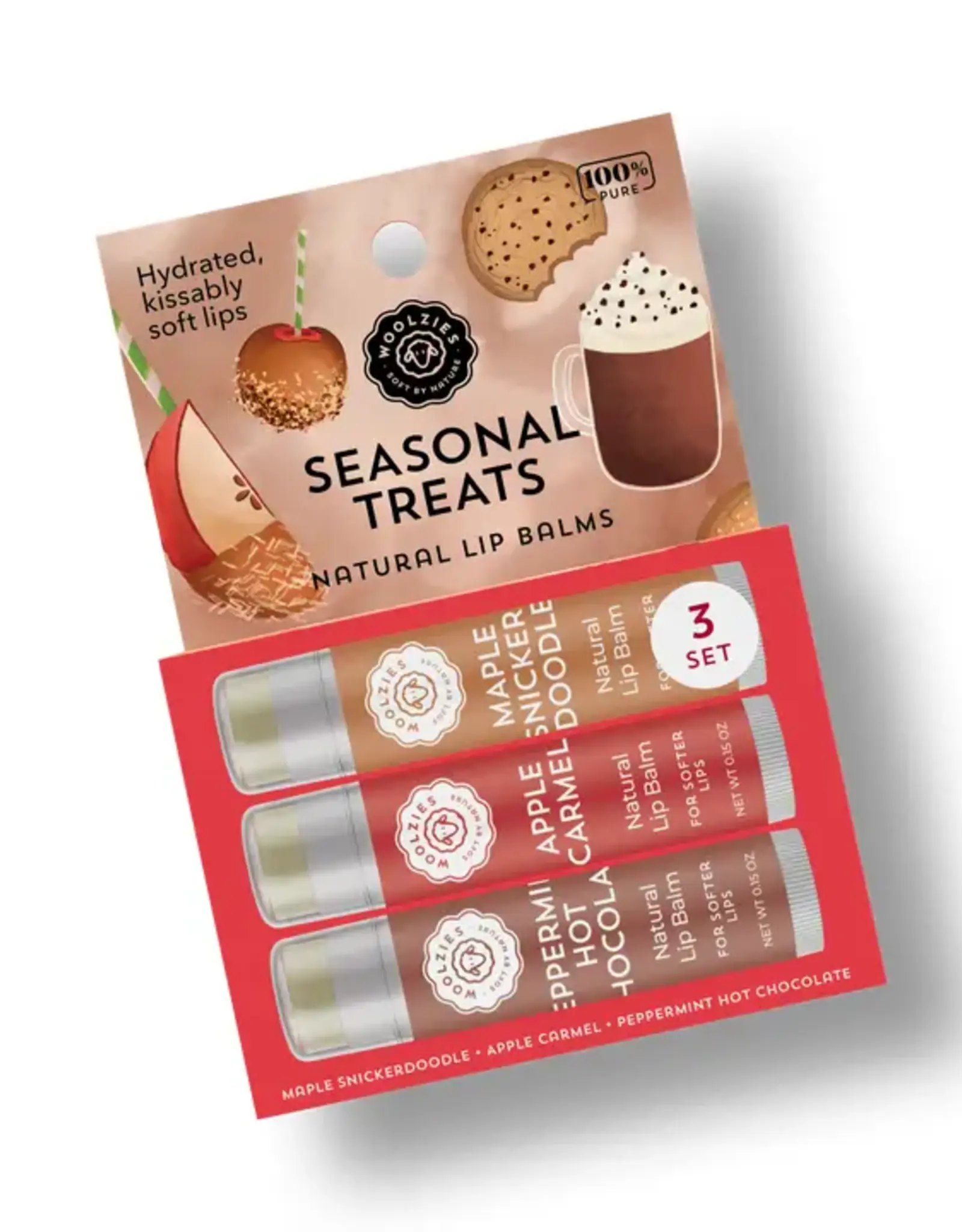 Woolzies Natural Lip Balm Trio, Seasonal Treats