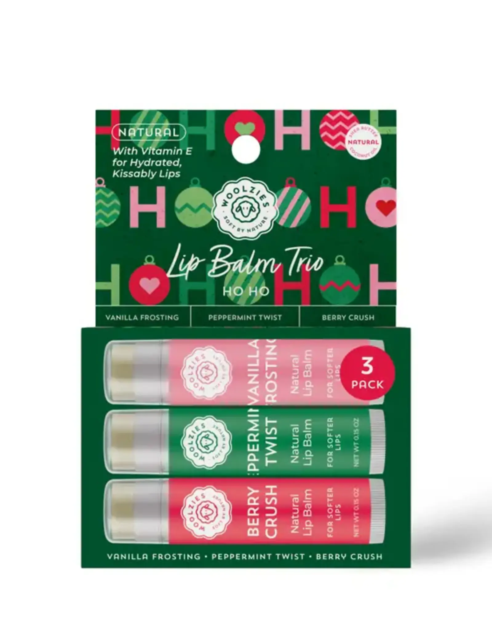 Woolzies Natural Lip Balm Trio, Ho Ho Holiday