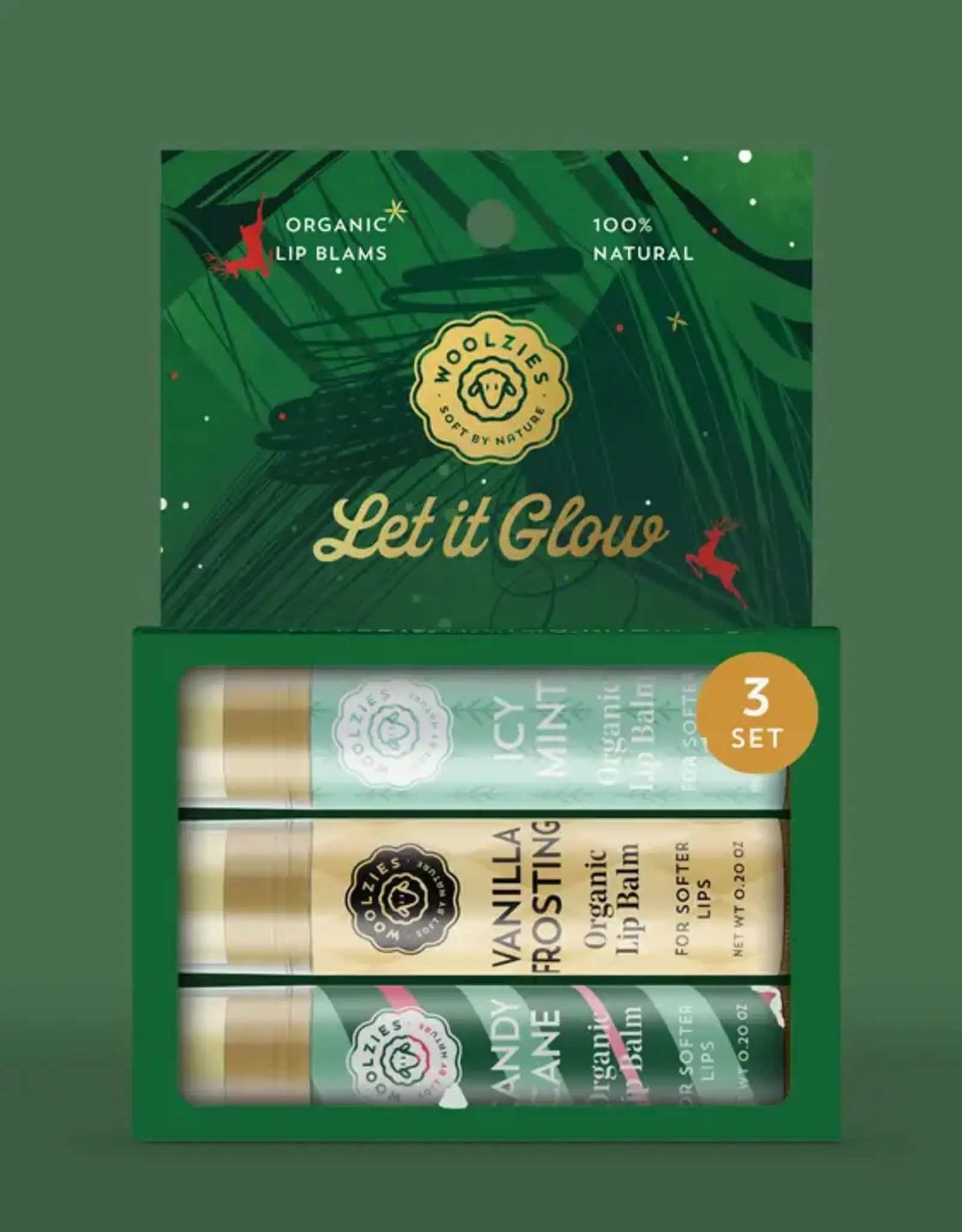 Woolzies Natural Lip Balm Trio, Let It Glow