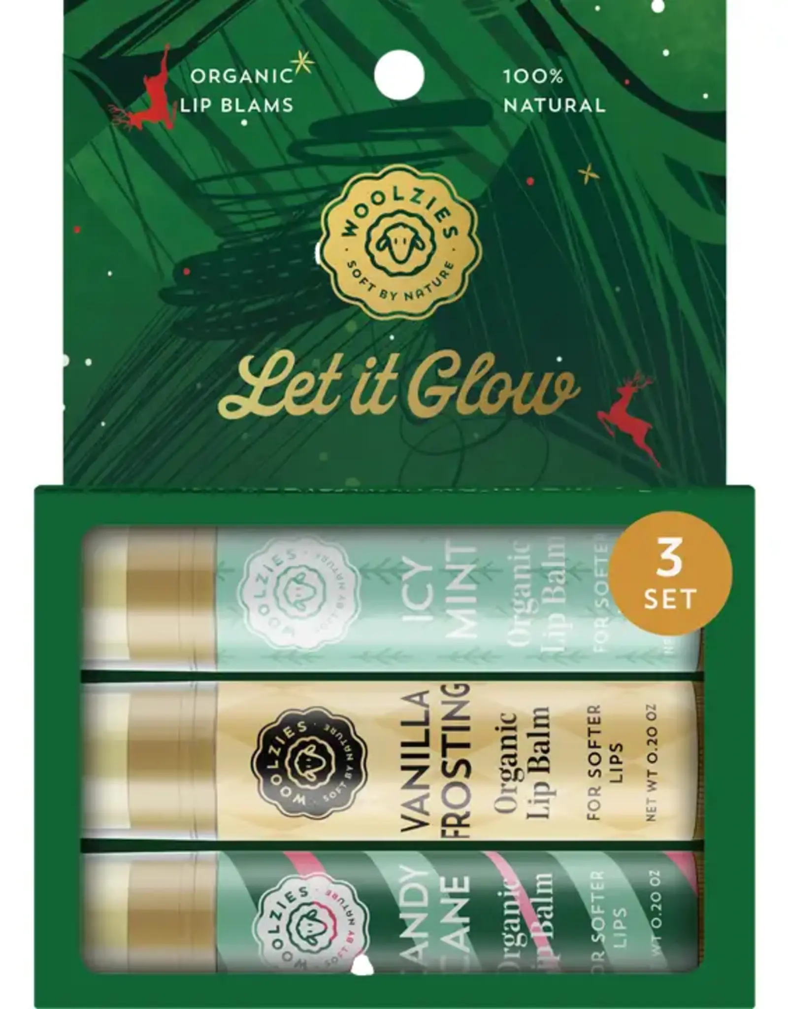 Woolzies Natural Lip Balm Trio, Let It Glow