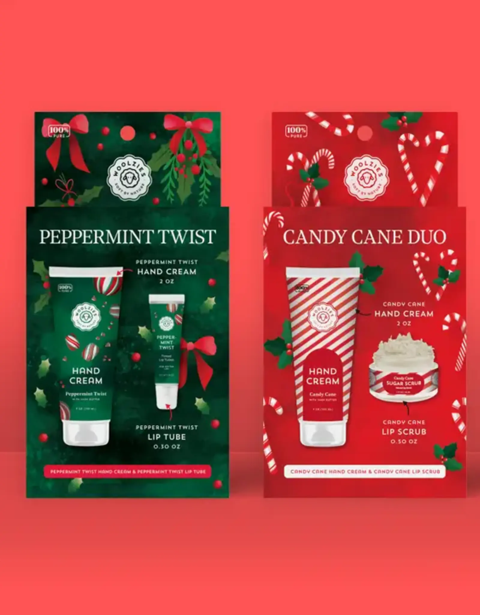 Woolzies Holiday Hand Cream & Lip Mask, Peppermint Twist