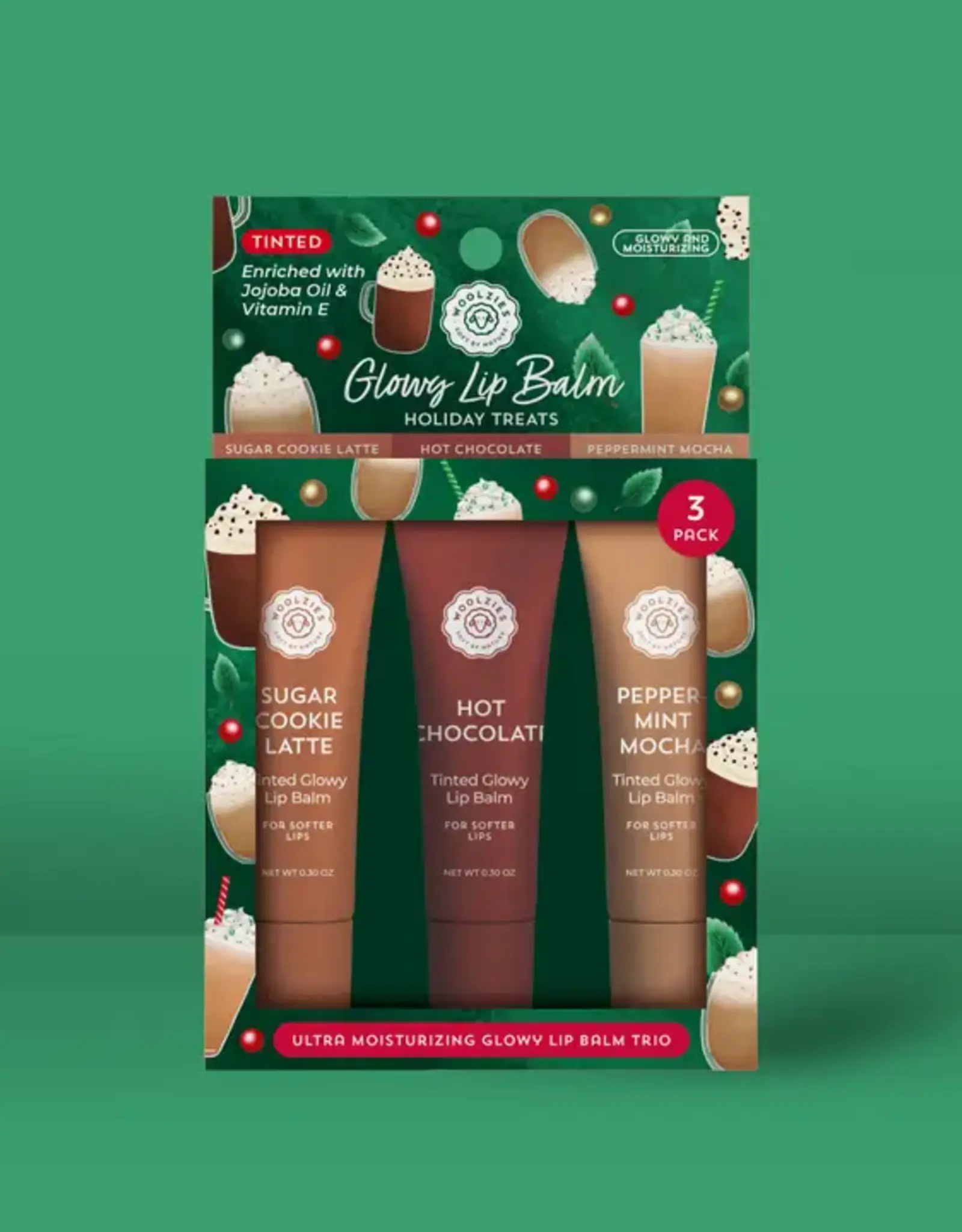 Woolzies Glowy Lip Balm Trio, Holiday Treats