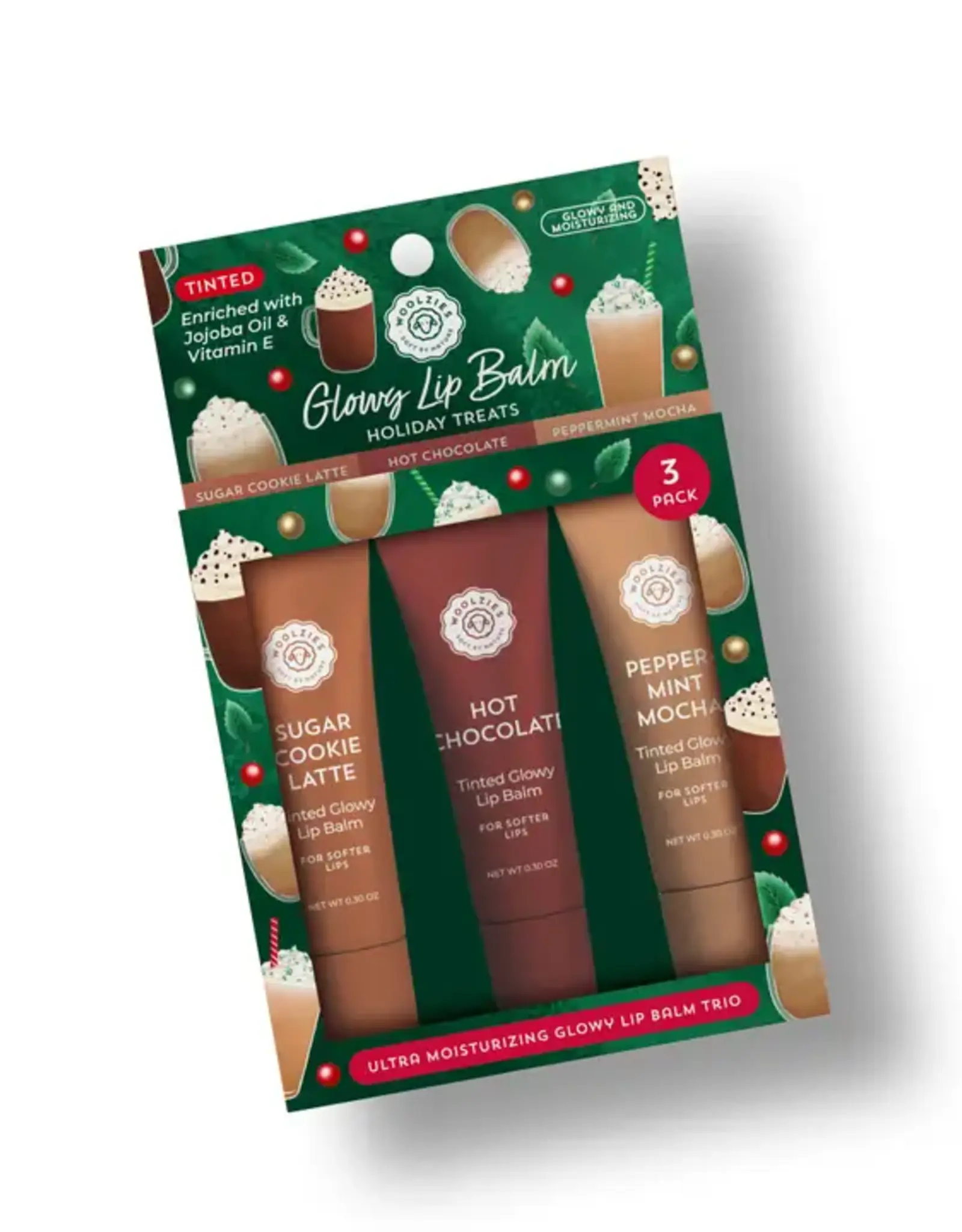 Woolzies Glowy Lip Balm Trio, Holiday Treats