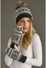 Panache Apparel Co. Multicolored Pom Hat, Ivory/Navy/Grey