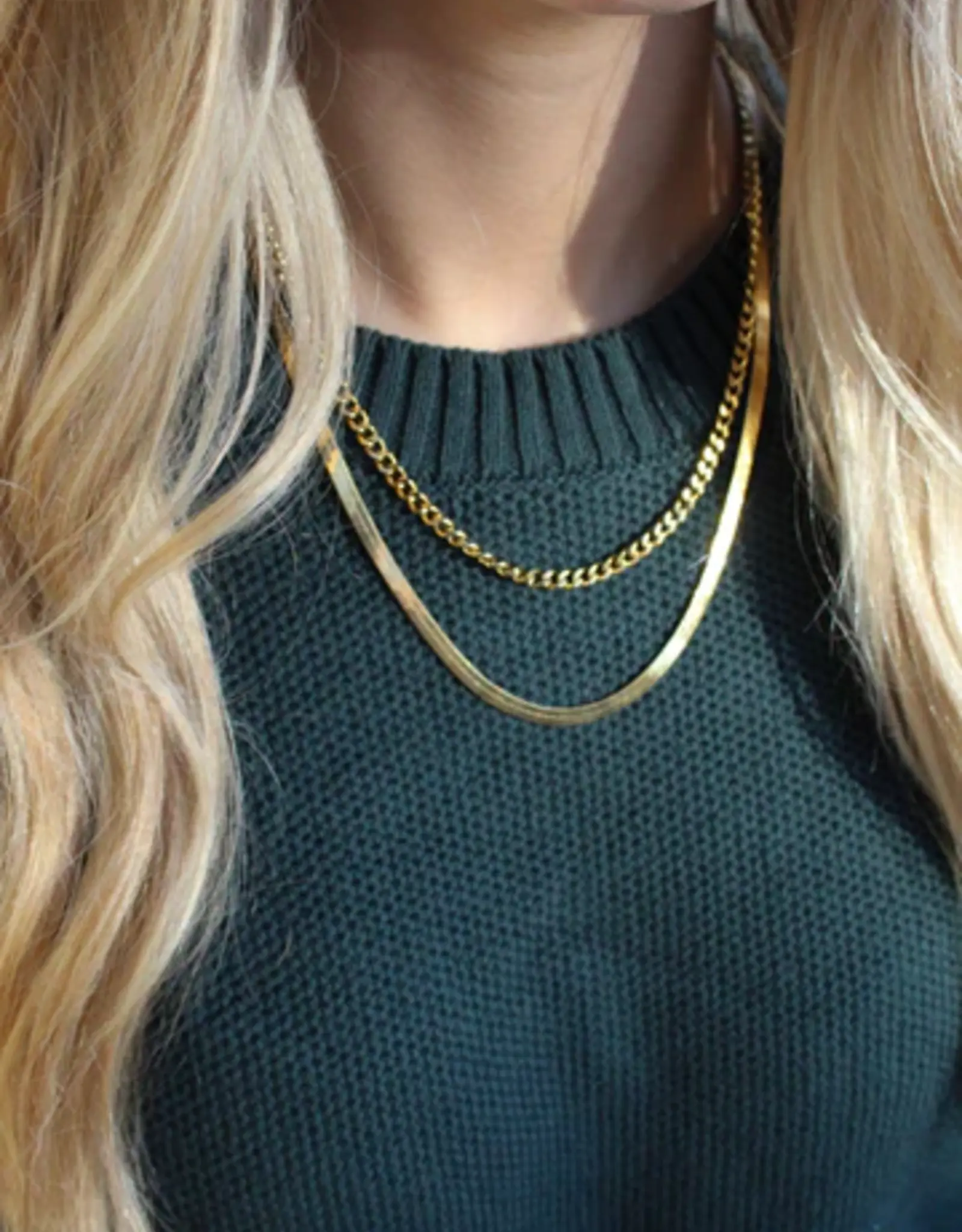 Sweet Three Designs Sunlit & Cuban Layered Necklace