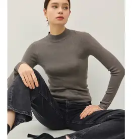 The Lucy Mock Neck Sweater, Heather Smoke