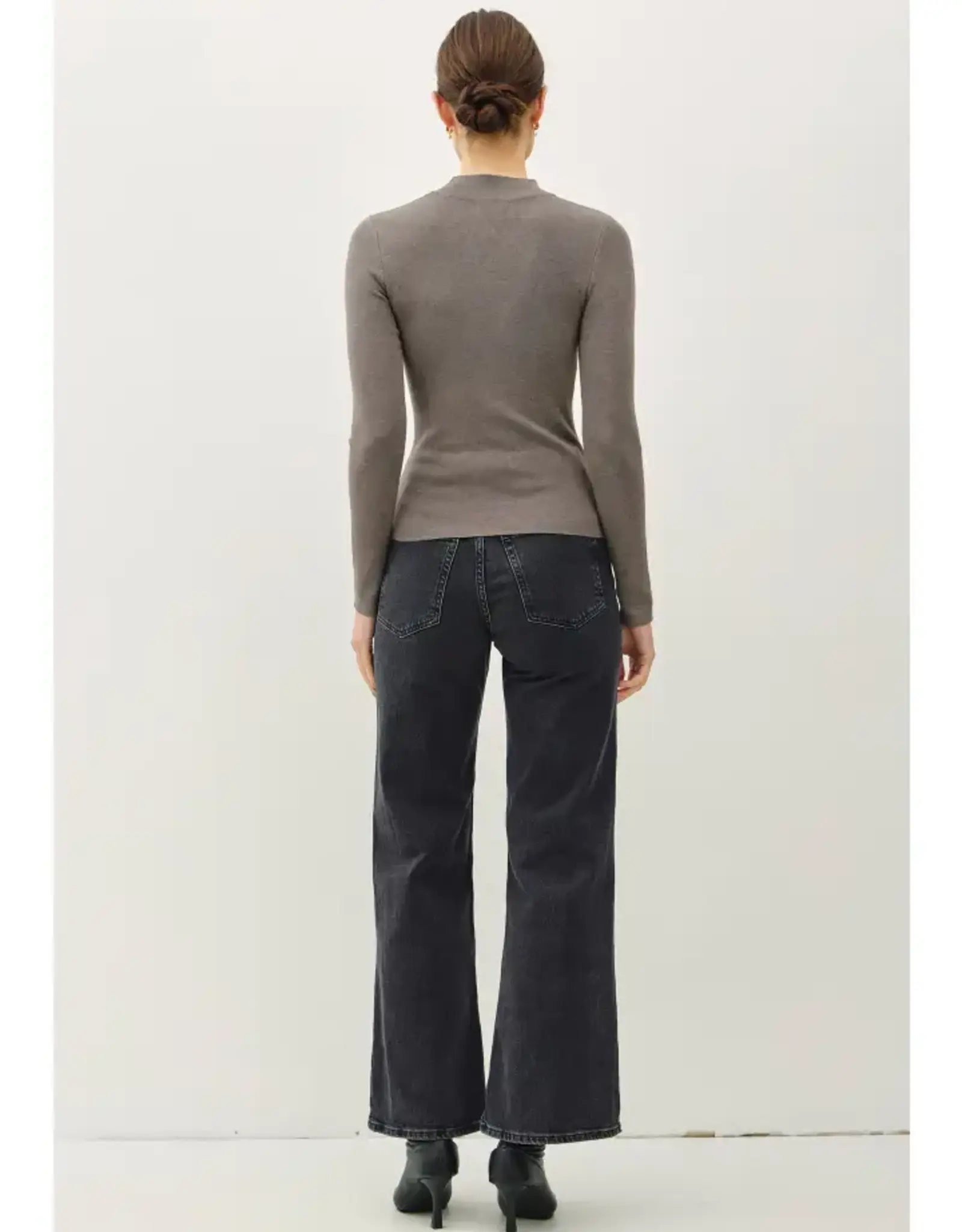 The Lucy Mock Neck Sweater, Heather Smoke