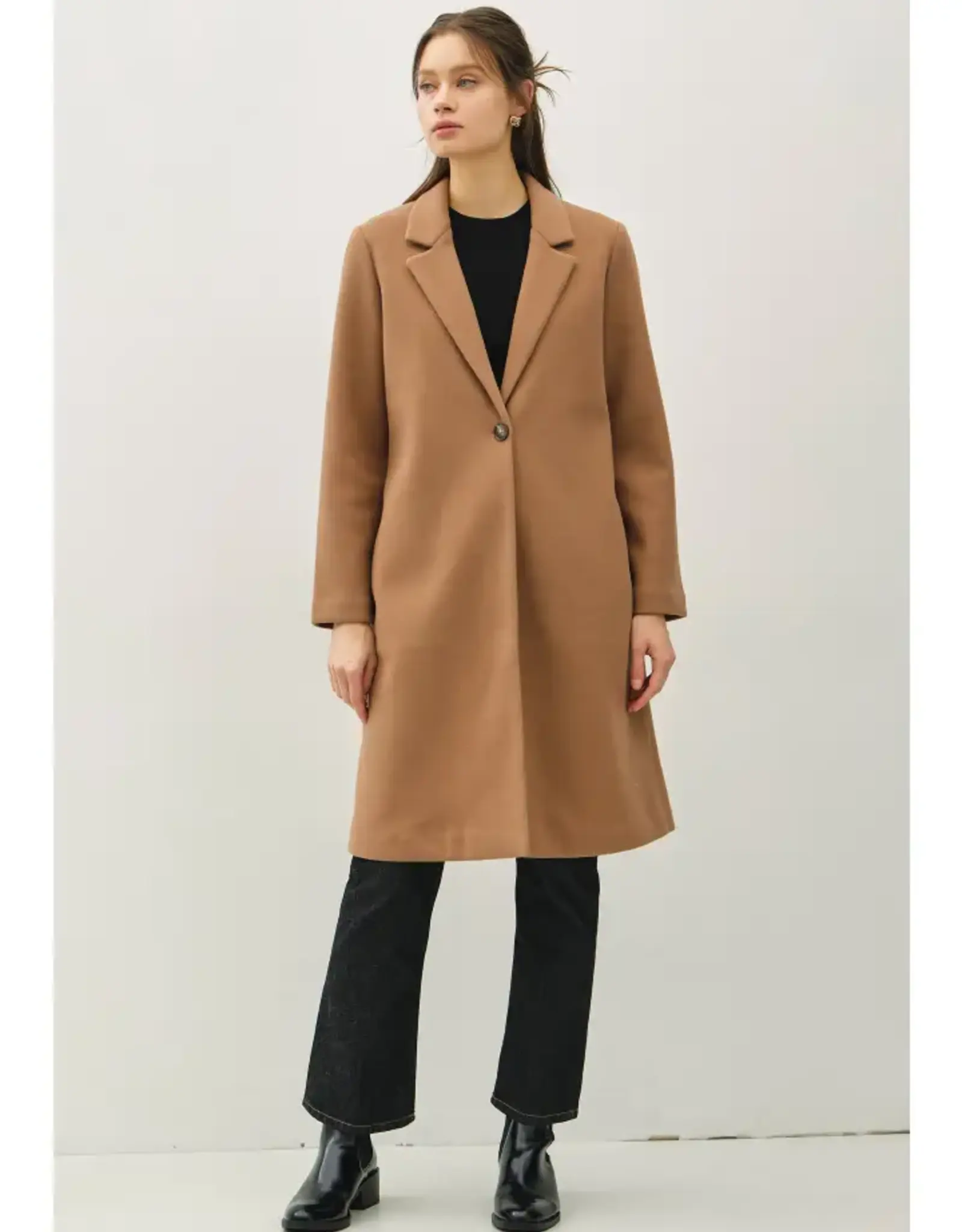 Notched Lapel Single Button Coat