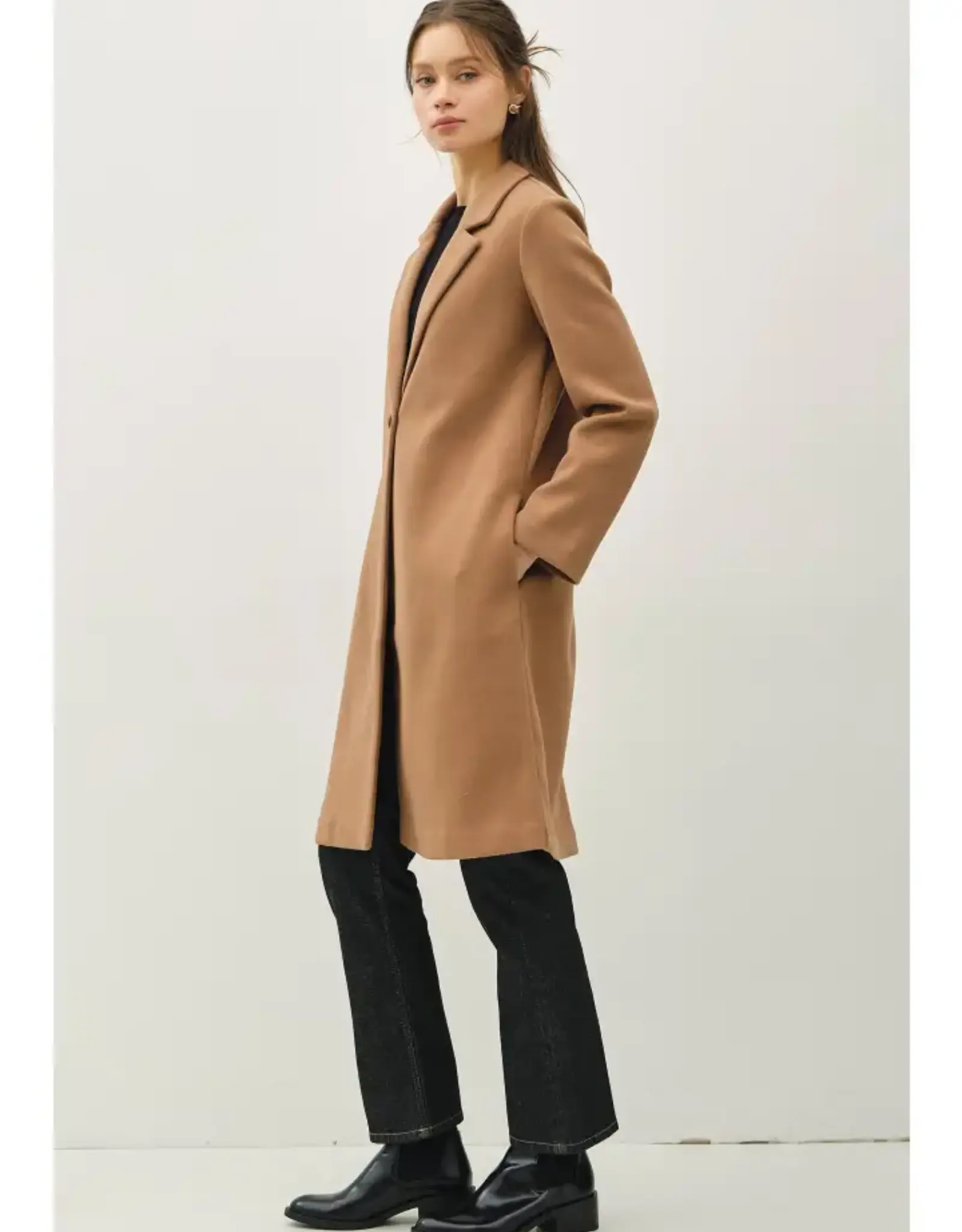 Notched Lapel Single Button Coat