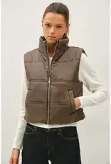 Faux Leather Puffer Vest