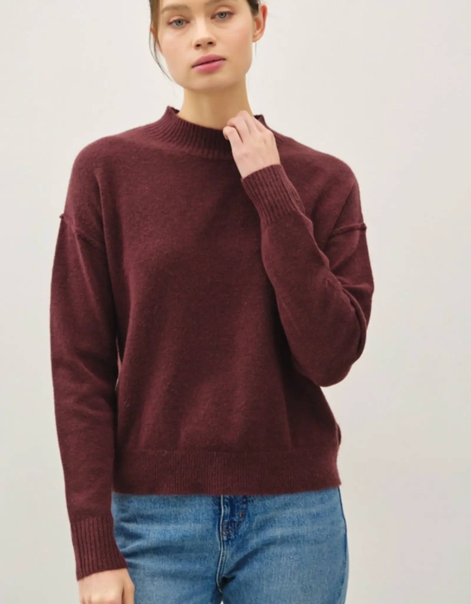 High Neck Basic Cropped Sweater
