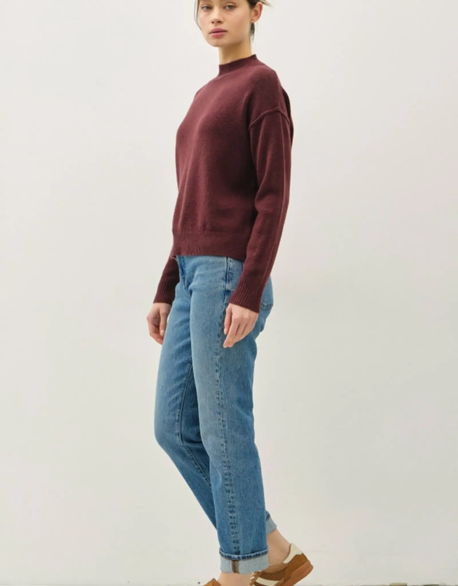 High Neck Basic Cropped Sweater