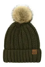 CC Fleece Lined Beanie w/Fur Pom