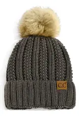 CC Fleece Lined Beanie w/Fur Pom