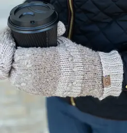 CC Knit/Boucle Convertible Mittens, Taupe
