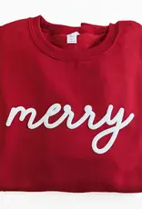 Petitrue Puff Letter Merry Crewneck