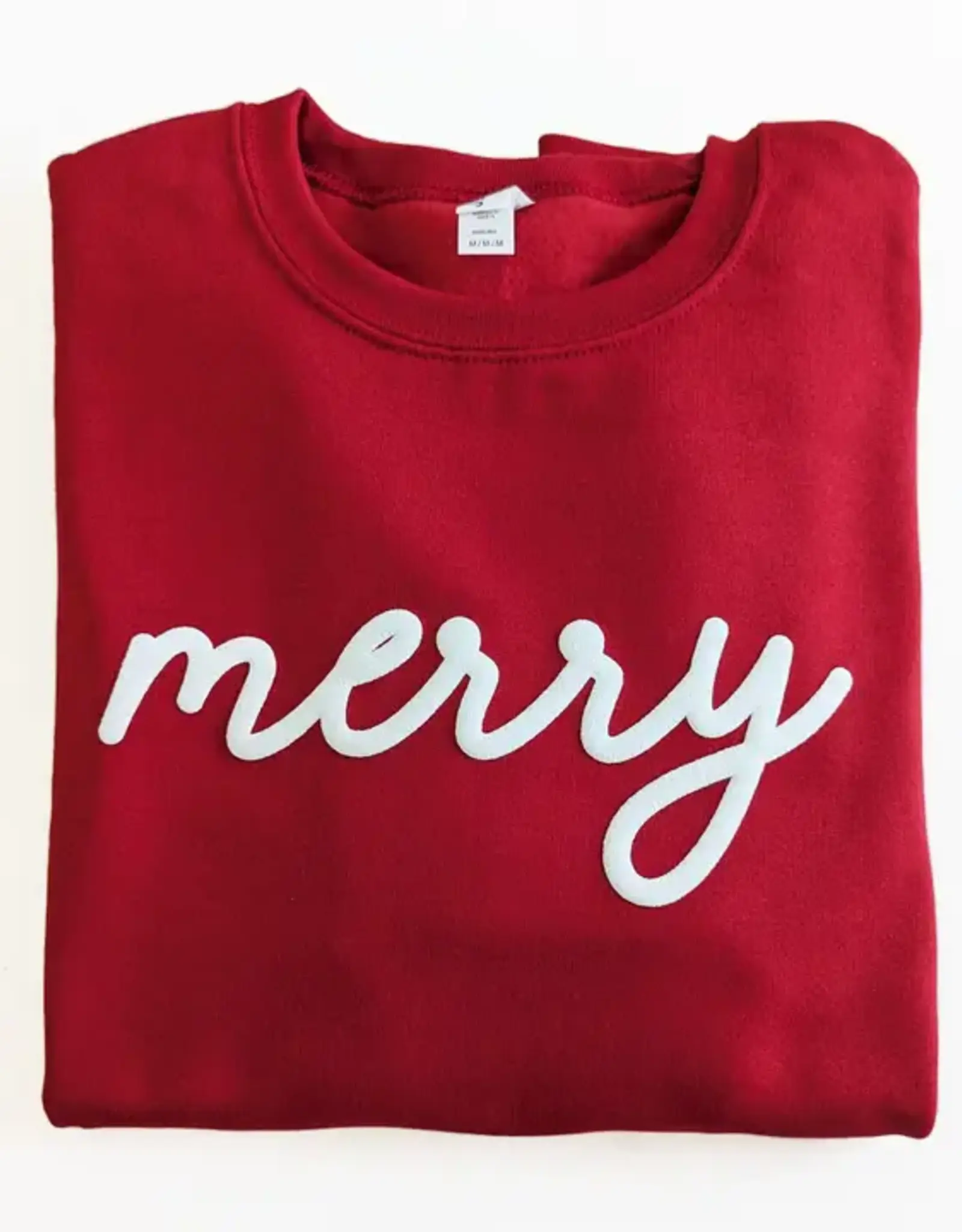 Petitrue Puff Letter Merry Crewneck