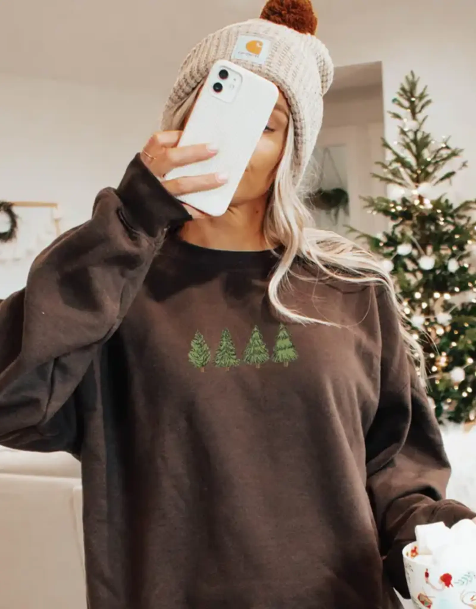 Petitrue Embroidered Trees Crewneck