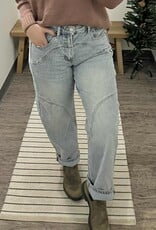 Saige Denim High Rise Barrel Wide Cuff Jeans