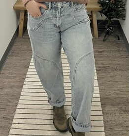 Saige Denim High Rise Barrel Wide Cuff Jeans