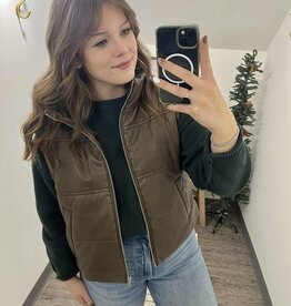 Faux Leather Puffer Vest