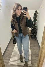 Faux Leather Puffer Vest