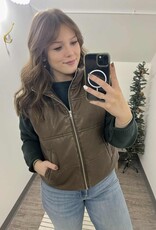 Faux Leather Puffer Vest