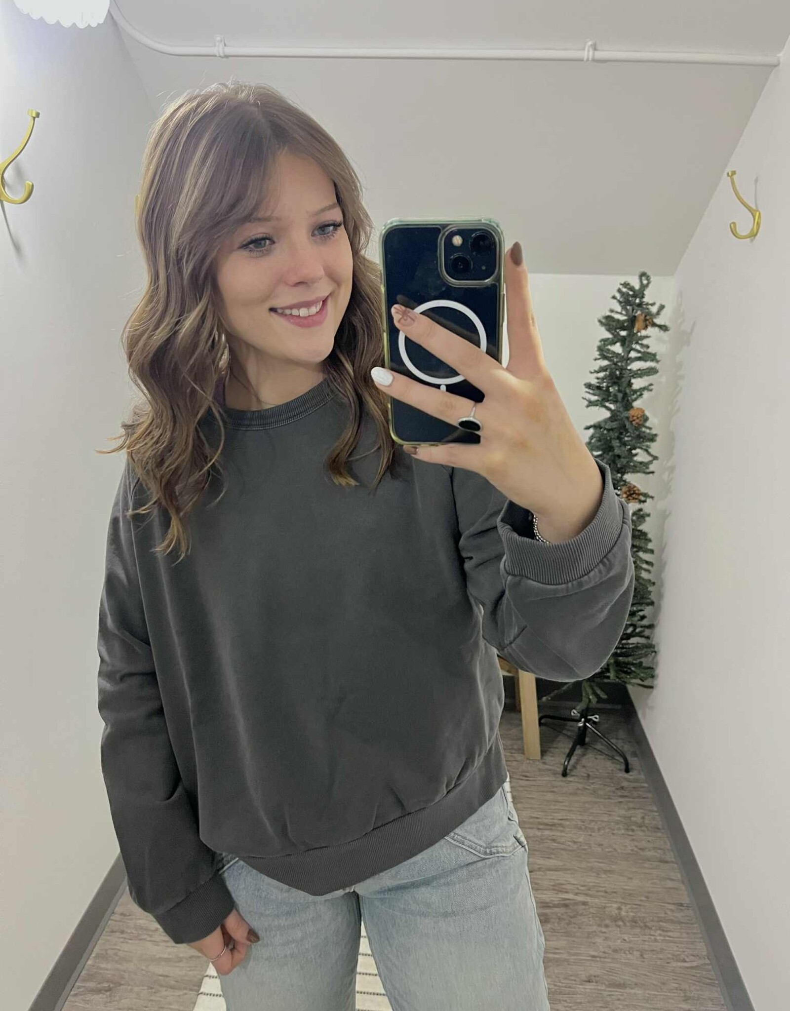 Acid Wash Raglan Pullover