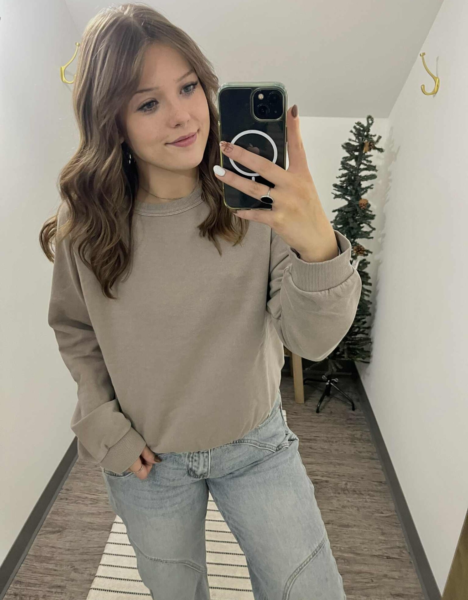 Acid Wash Raglan Pullover