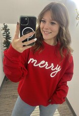Petitrue Puff Letter Merry Crewneck