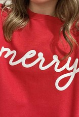 Petitrue Puff Letter Merry Crewneck